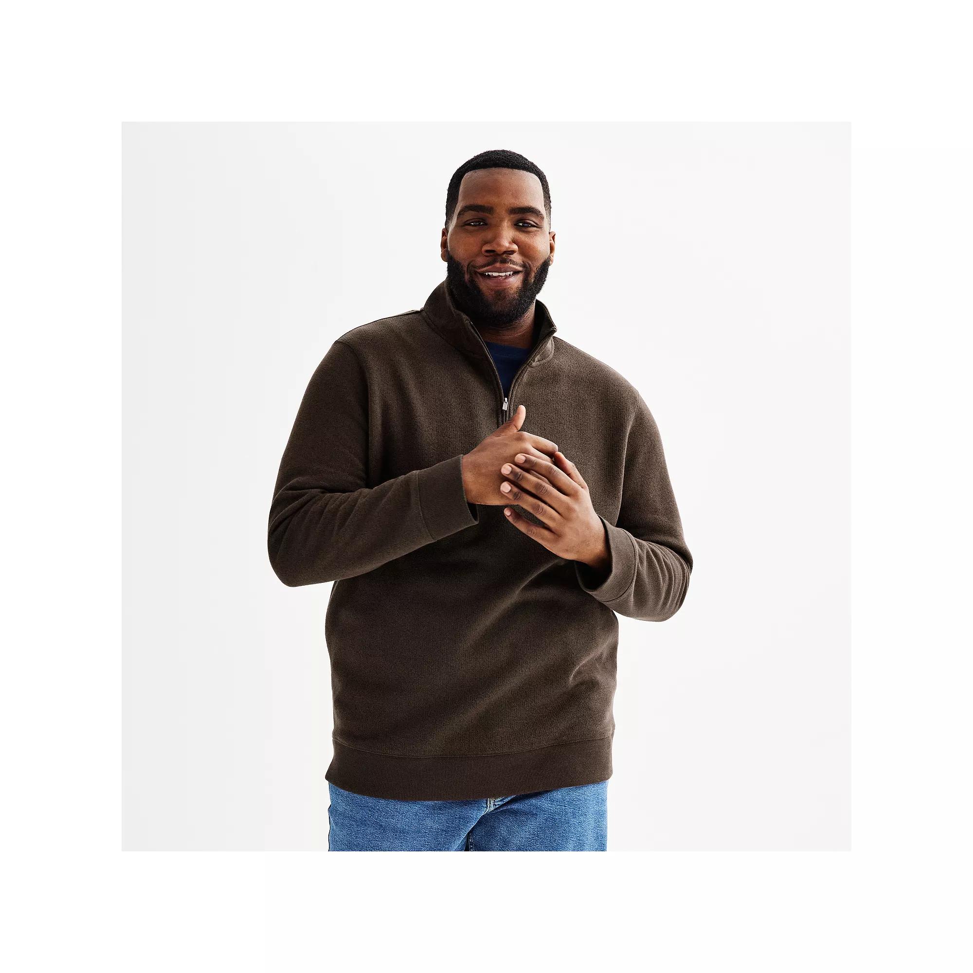 Big & Tall Sonoma Goods For Life® Fleece Quarter Zip Pullover, Men's, Size: Medium Tall, Brown Product Image