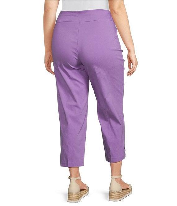 Allison Daley Plus Size Embellished Hem Pull-On Straight Leg Cropped Pants Product Image