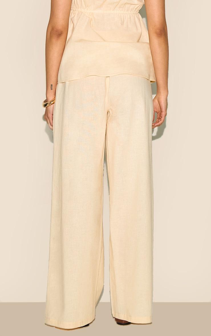 Butter Yellow Linen Look Floaty Wide Leg Pants Product Image