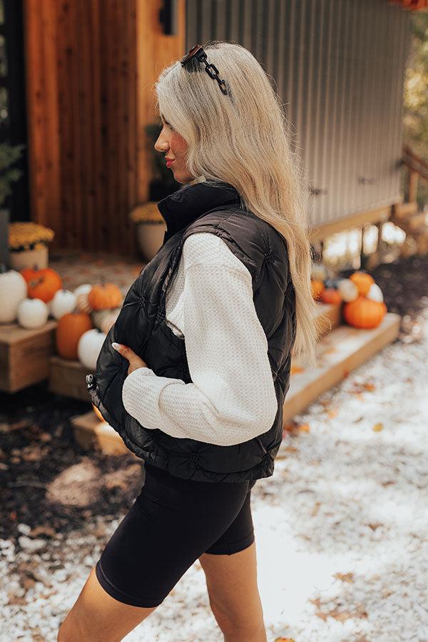 Mountain Top Morning Puffer Vest in Black Product Image