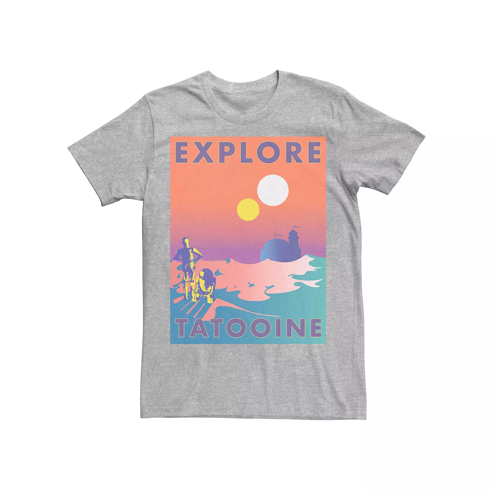 Men's Star Wars Explore Tatooine Faded Retro C-3PO & R2-D2 Poster Tee,  Product Image