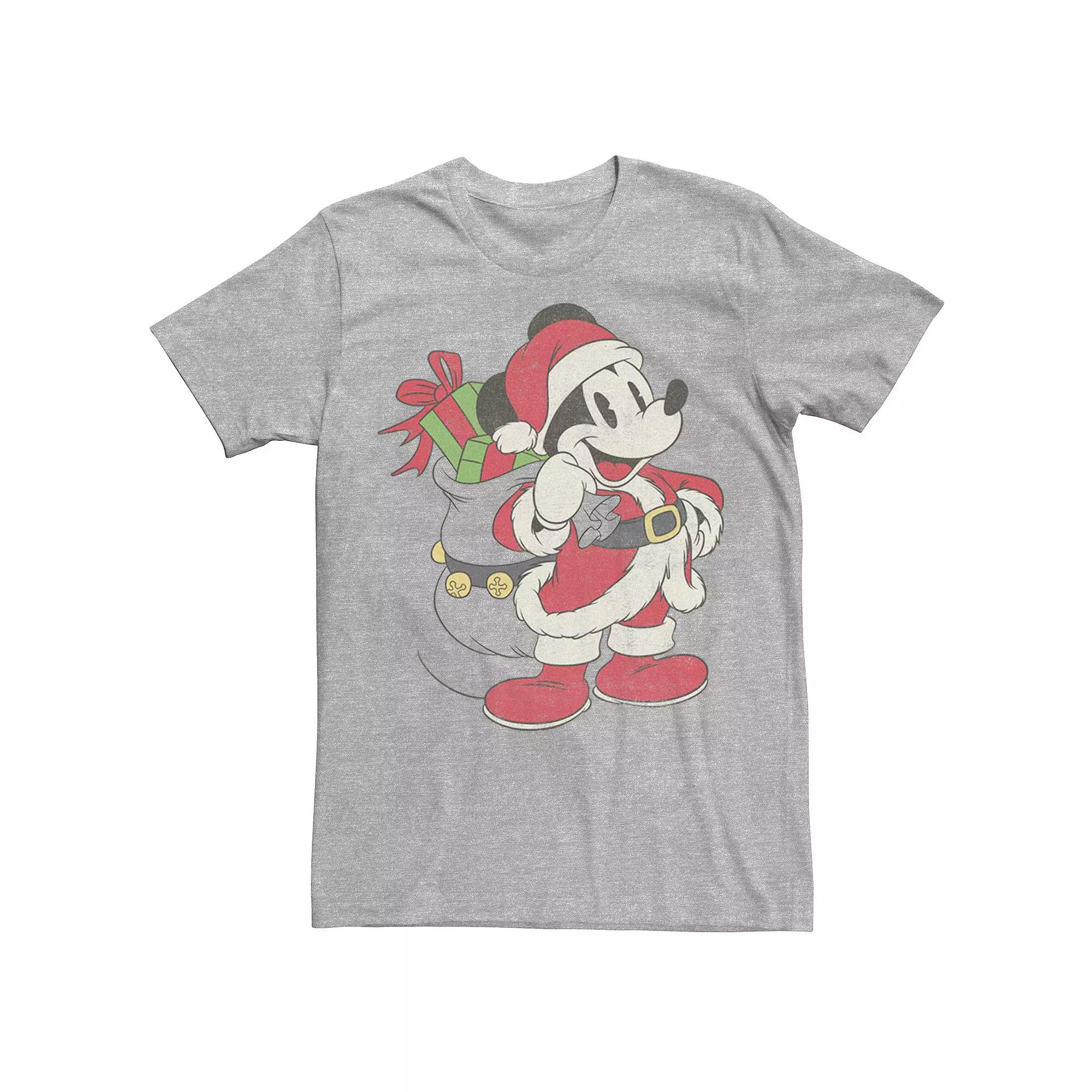 Disney's Mickey Mouse Men's Christmas Santa Claus Portrait Tee, Size: XXL, Athletic Grey Product Image