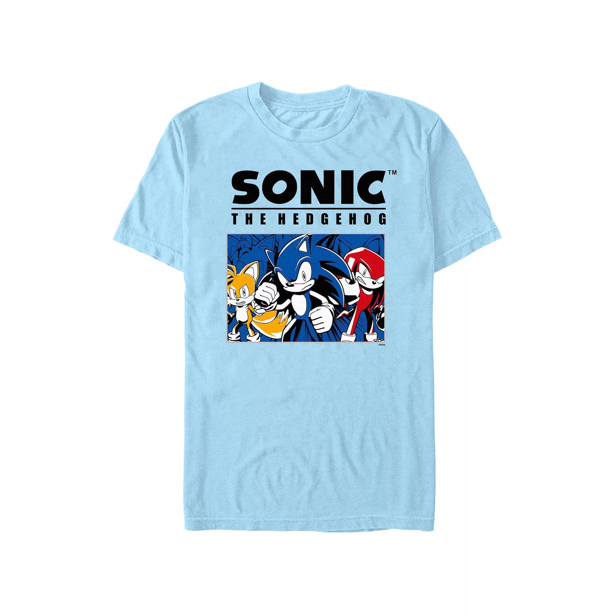 Men's Sonic The Hedgehog Comic-Style Poster Graphic Tee,  Product Image