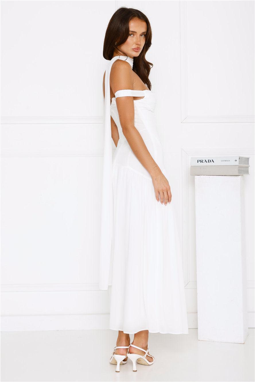 The Style Spotlight Off Shoulder Maxi Dress White Product Image