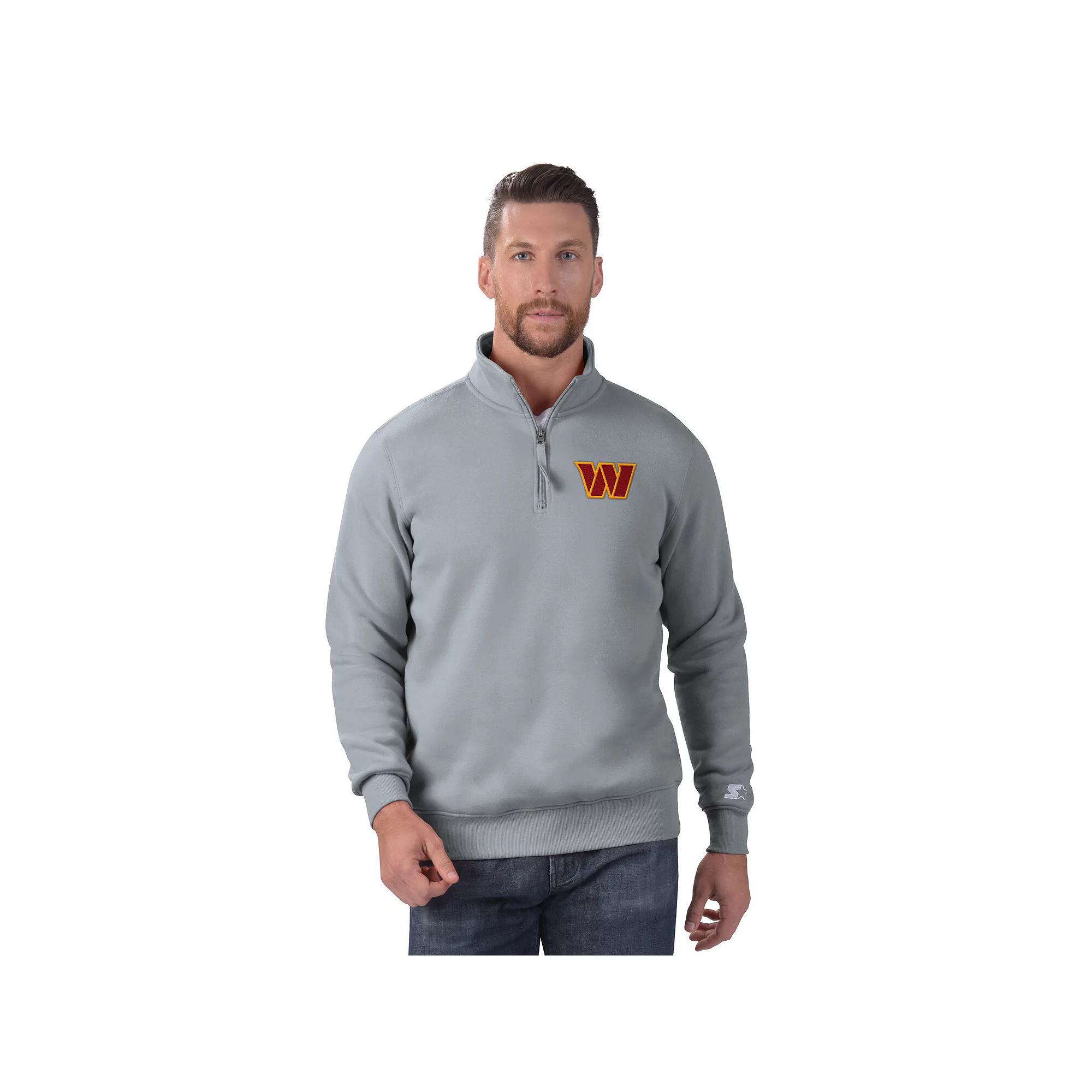 Men's Starter Gray Washington Commanders Classic Quarter-Zip Pullover Sweatshirt,  Product Image