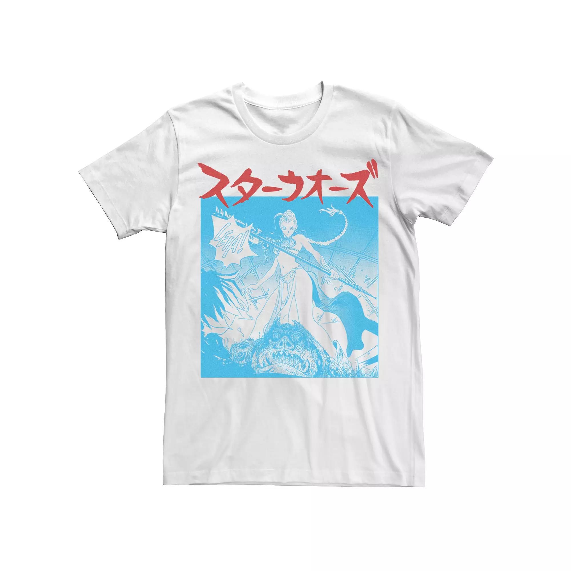 Men's Star Wars Princess Leia Kanji Blue Comic Tee,  Product Image
