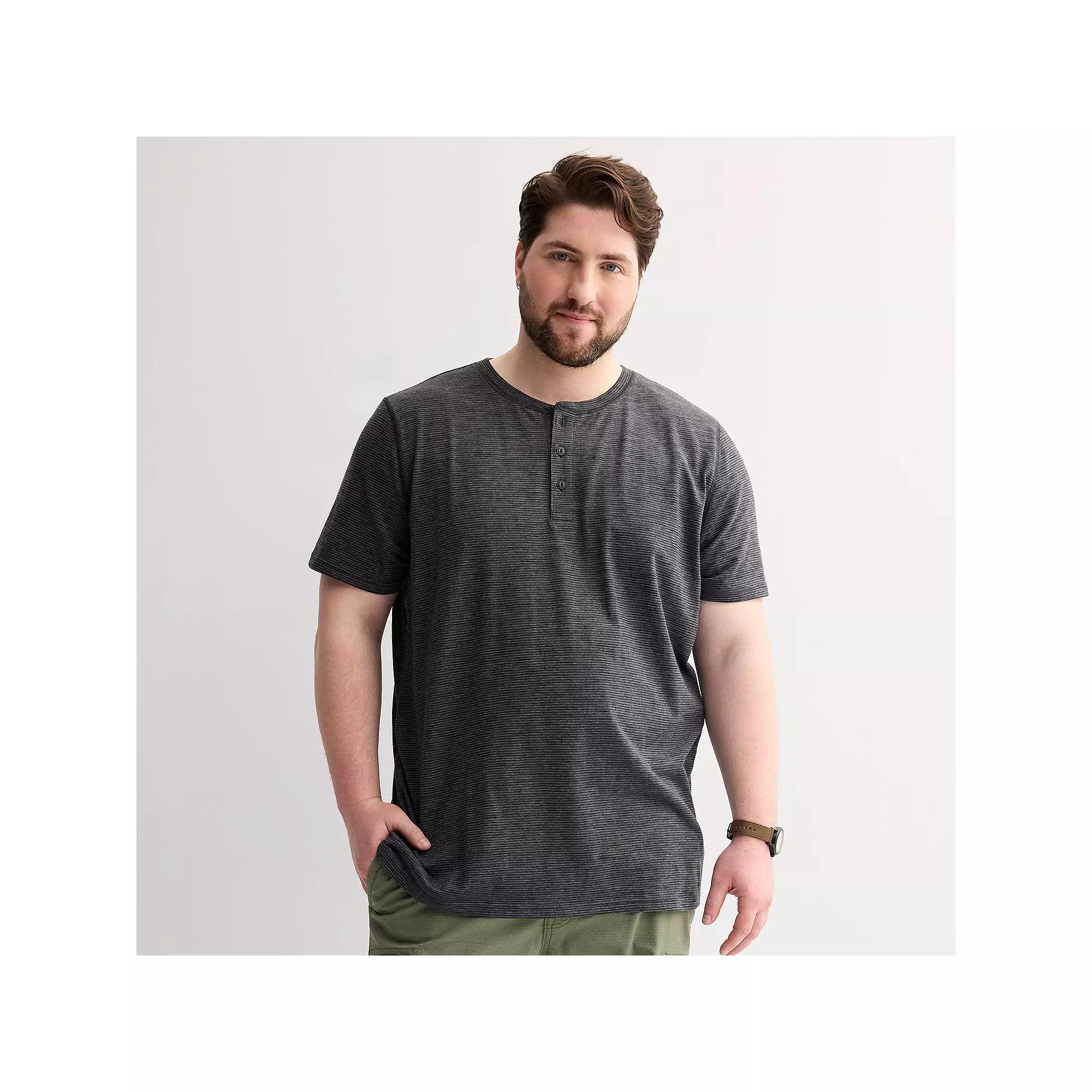 Big & Tall Sonoma Goods For Life® Short Sleeve Henley Shirt, Men's, Size: 2XB, Black Stripe Product Image