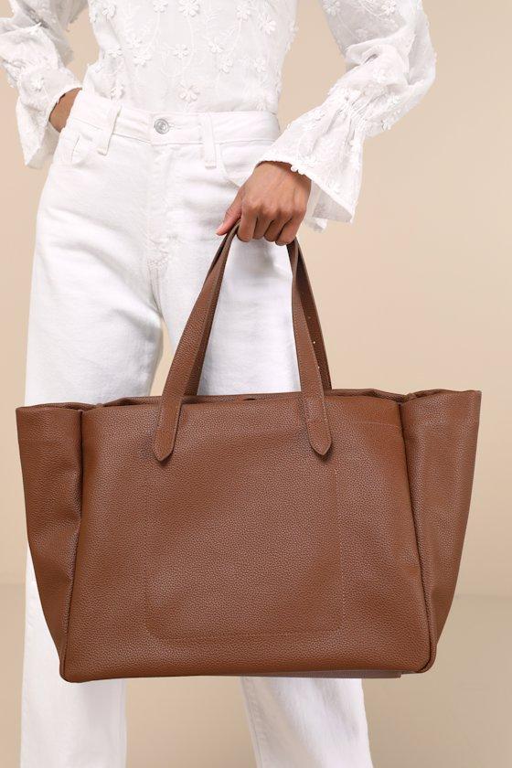 Toni Brown Vegan Leather Tote Bag Product Image