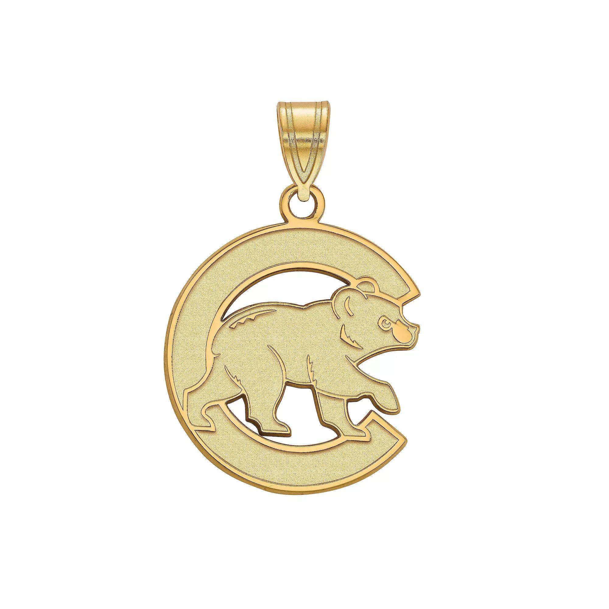 LogoArt Sterling Silver Chicago Cubs Large Walking Bear Pendant, Womens Gold Tone Product Image