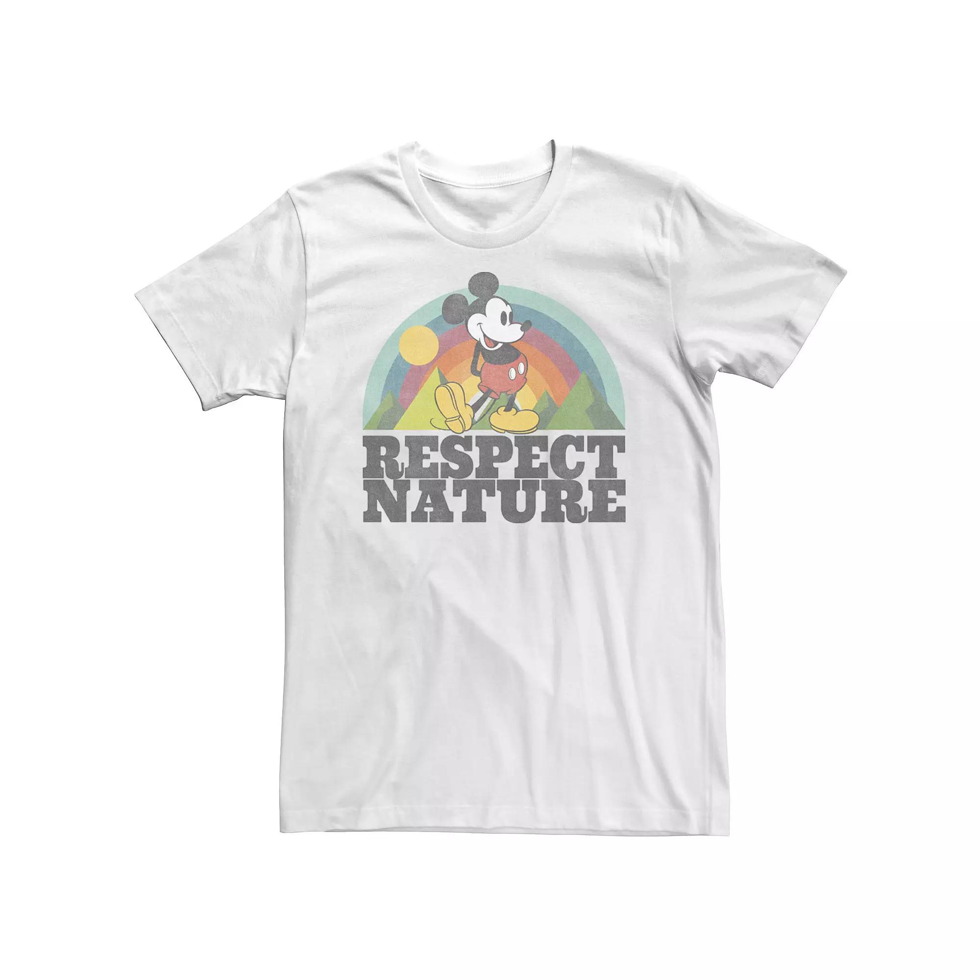 Big & Tall Disney Mickey & Friends Mickey Mouse "Respect Nature" Rainbow Tee, Men's, Size: XXL Tall, White Product Image