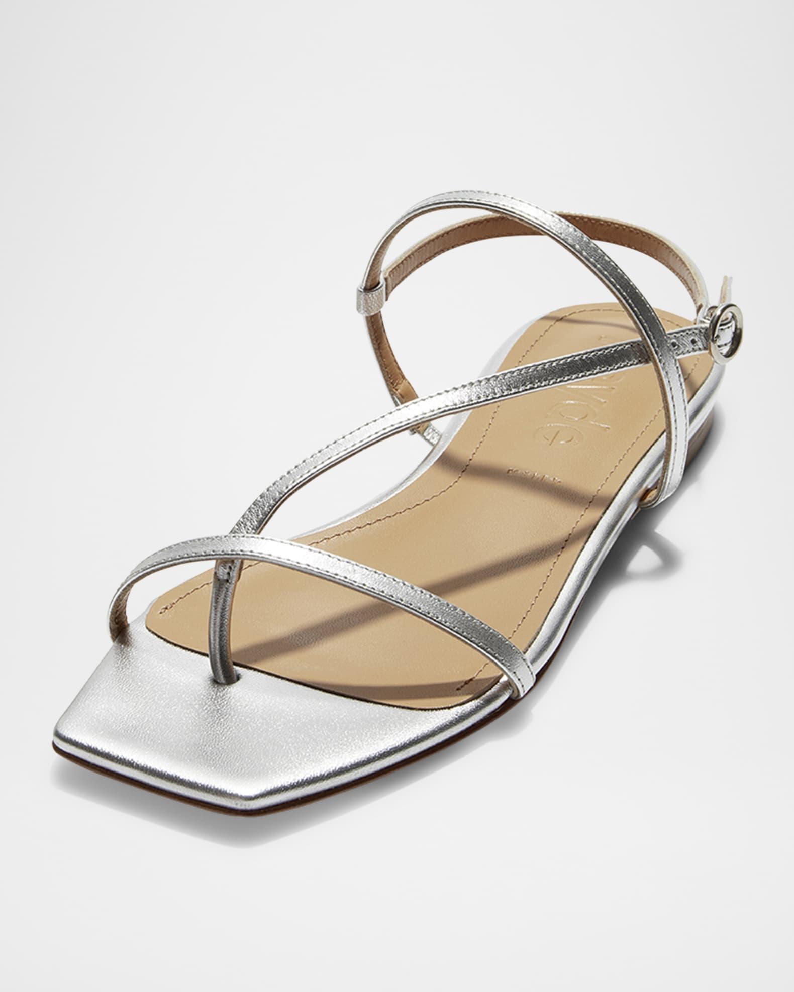Ella Metallic Thong Slingback Sandals Product Image