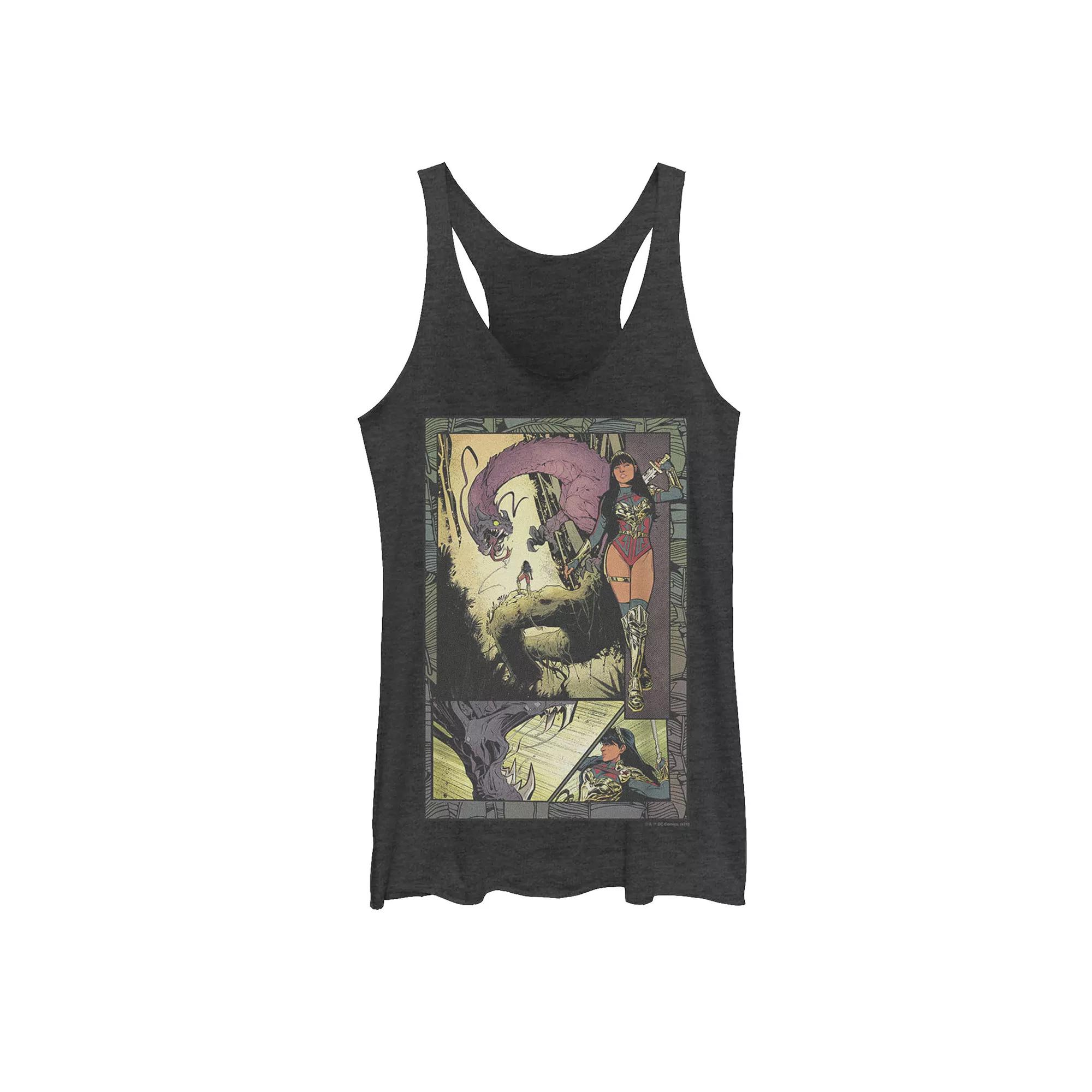 Juniors' Justice League Wonder Woman Future State Panels Comic Tank Top, Girl's, Size: Large, White Grey Product Image