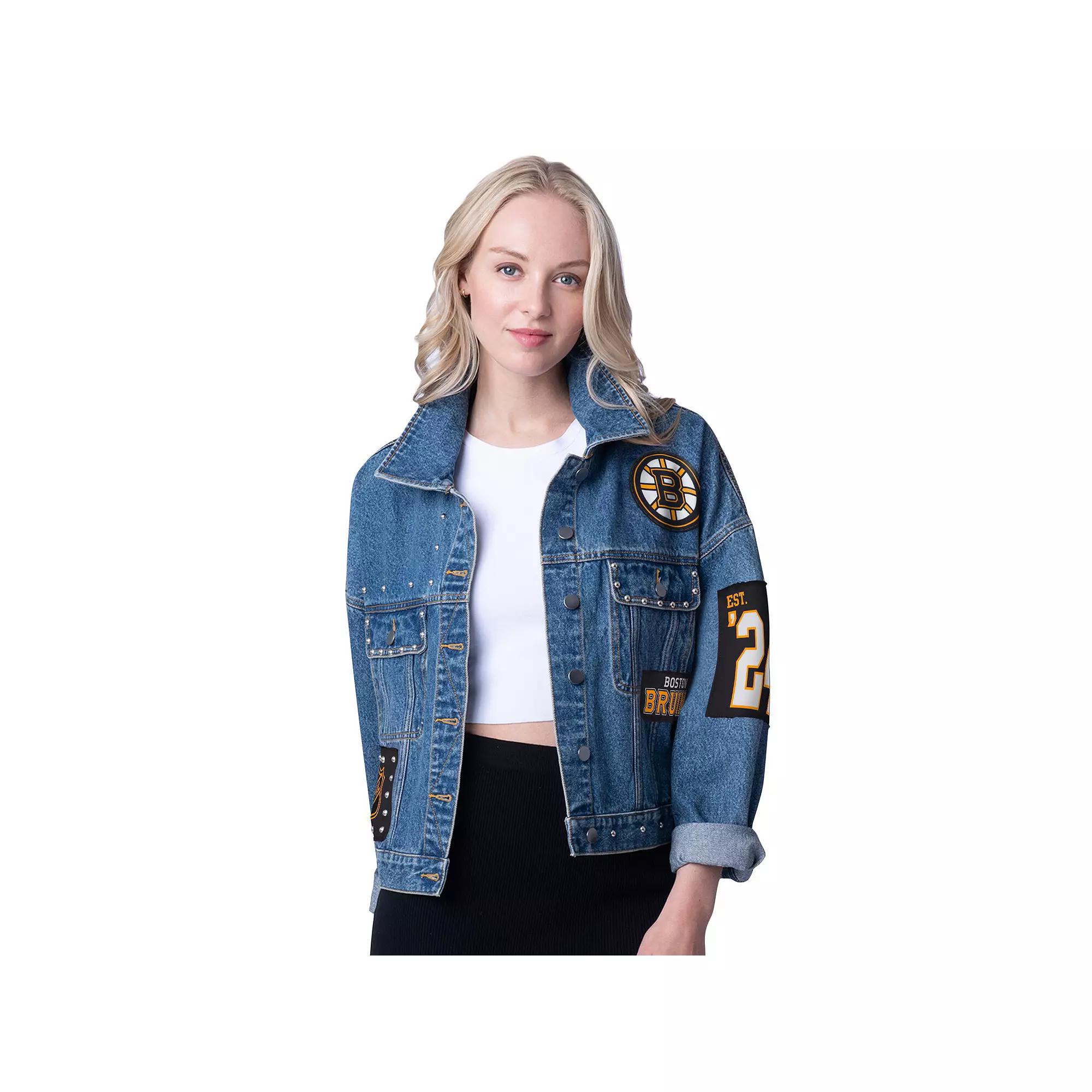 Women's G-III 4Her by Carl Banks Pittsburgh Penguins Game Ball Cropped Button-Up Denim Jacket,  Product Image