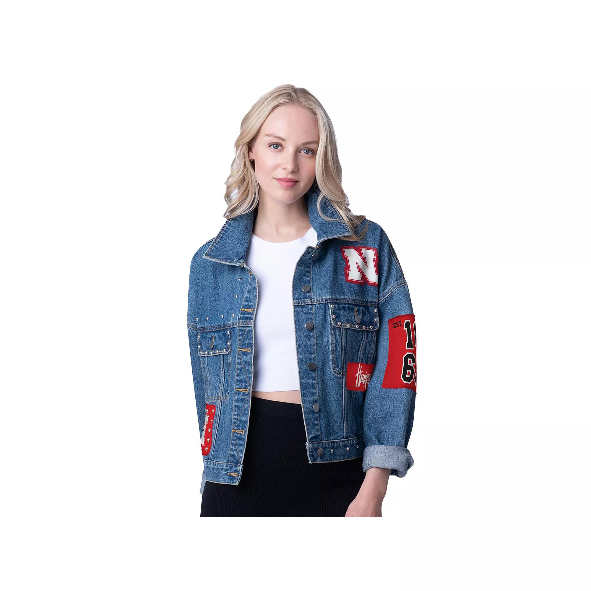 Women's G-III 4Her by Carl Banks Seattle Kraken Game Ball Cropped Button-Up Denim Jacket,  Product Image
