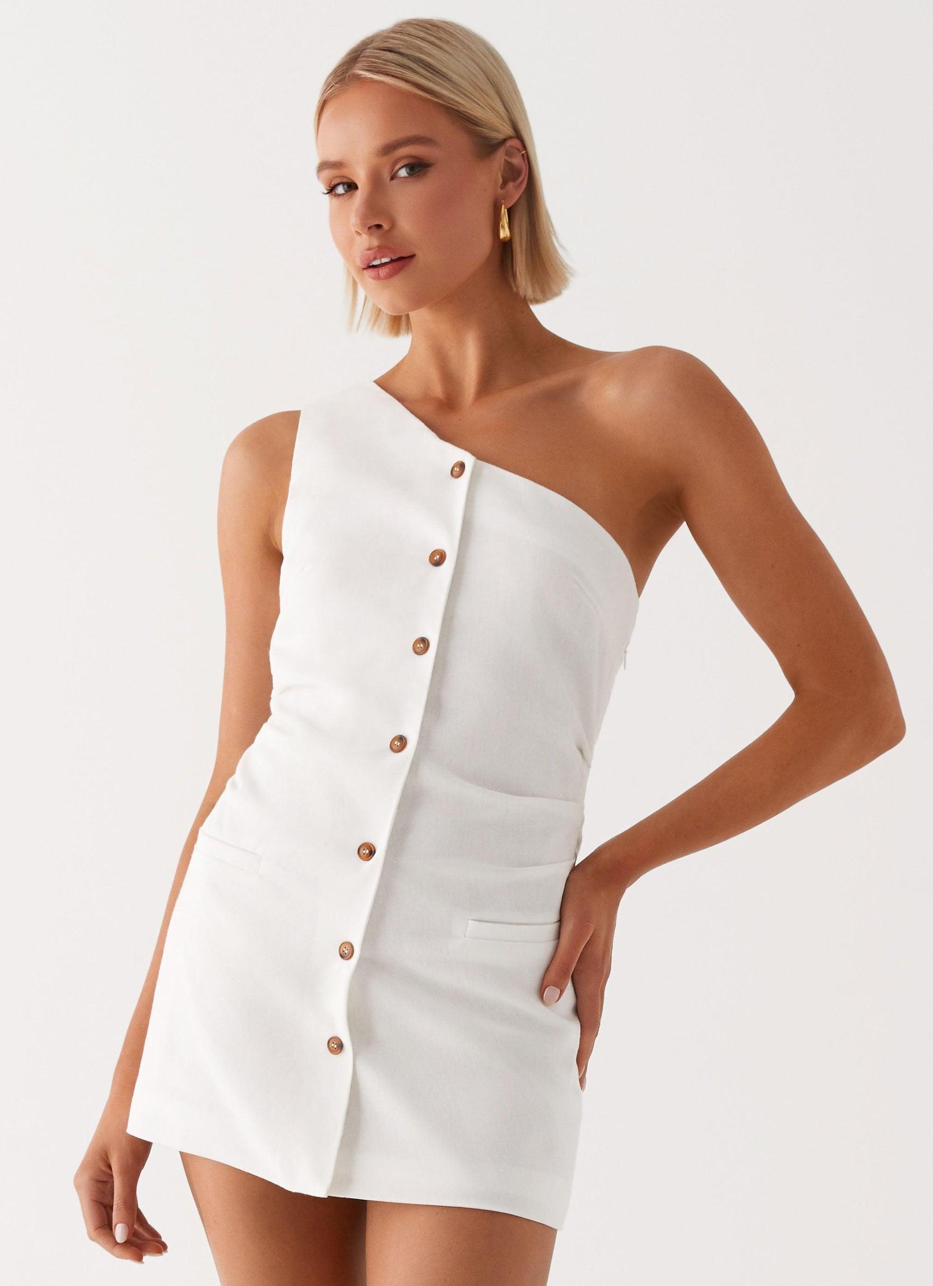 Jordy Linen Mini Dress - White Product Image