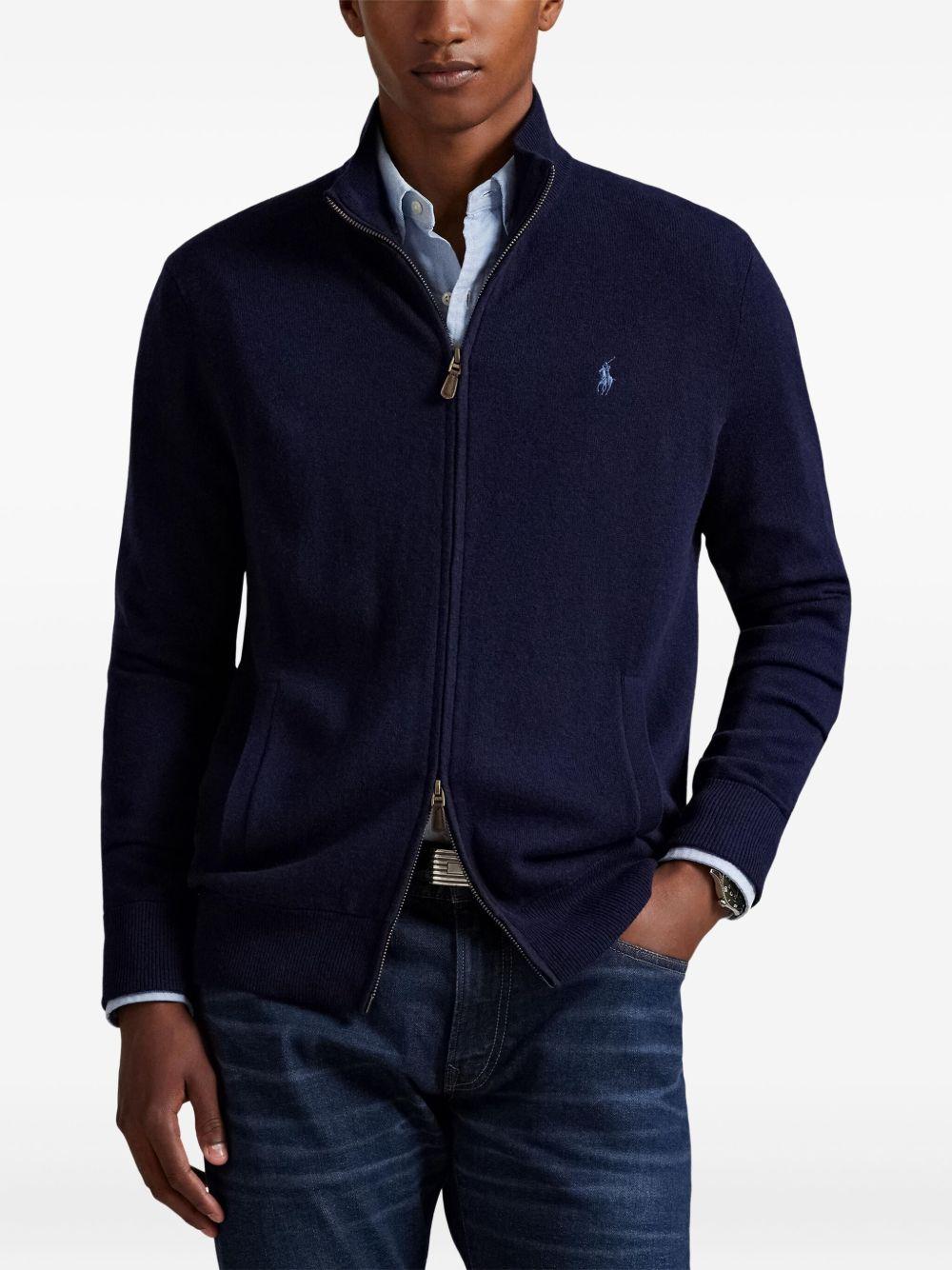 zip-up wool cardigan Product Image