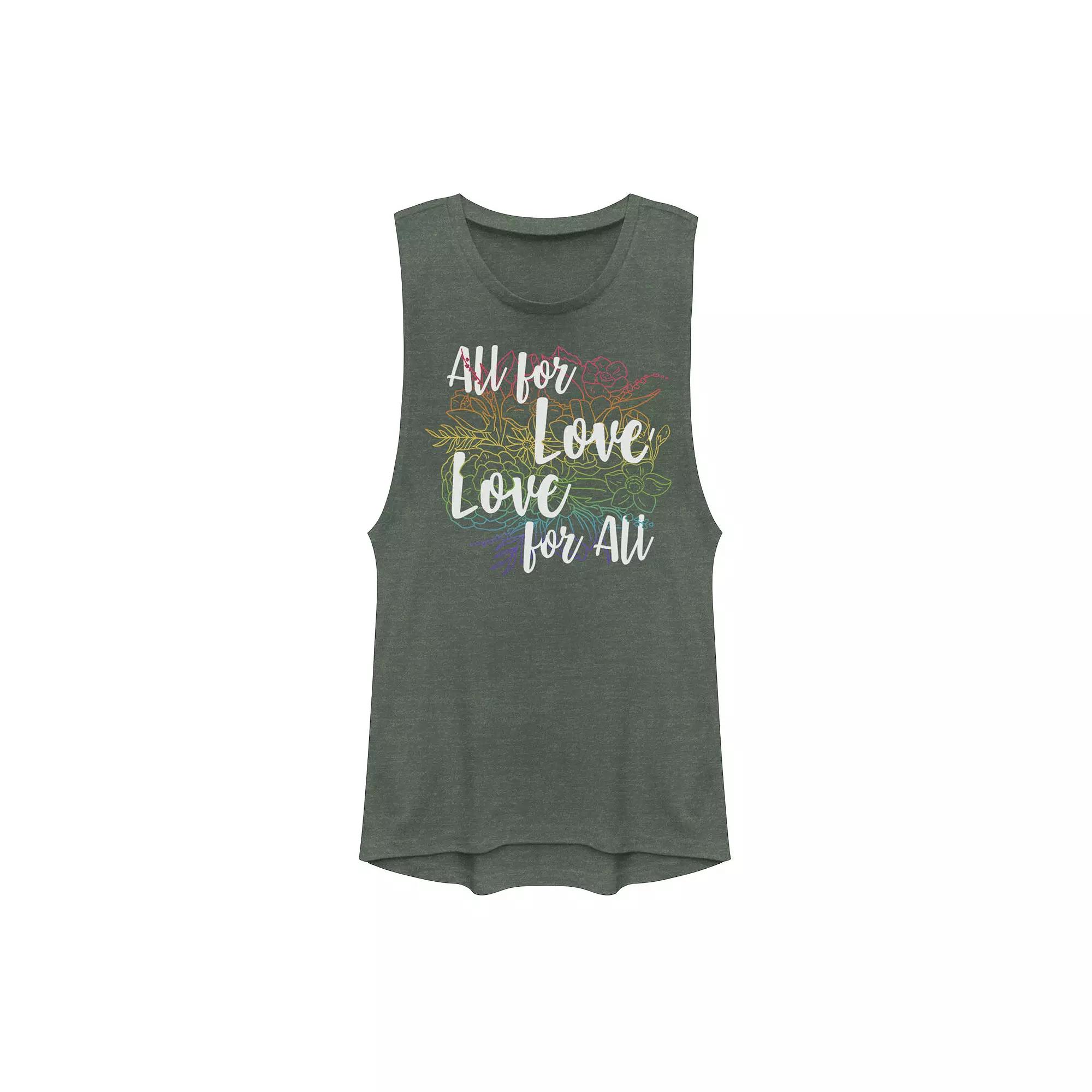Junior's All For Love Love For All Gradient Flower Outline Muscle Tank Top, Girl's,  Product Image