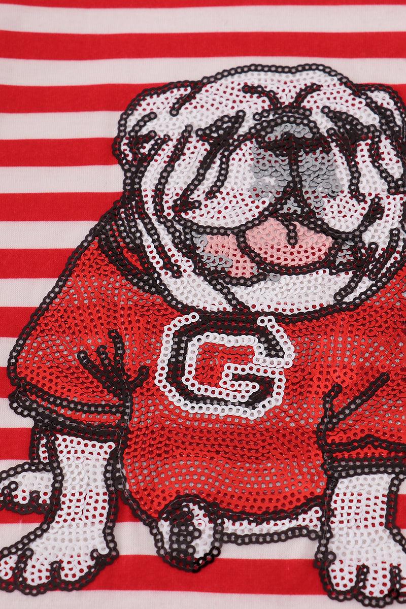 Red Georgia bulldog sequin stripe shorts set Product Image