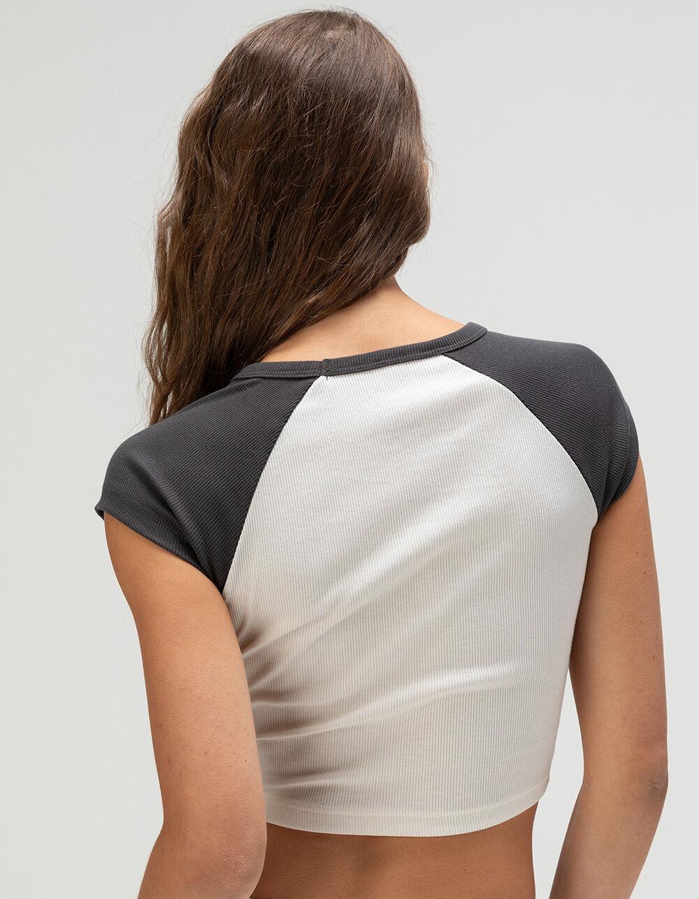 ROXY Sunset Womens Raglan Baby Tee - WHT/BLK Product Image