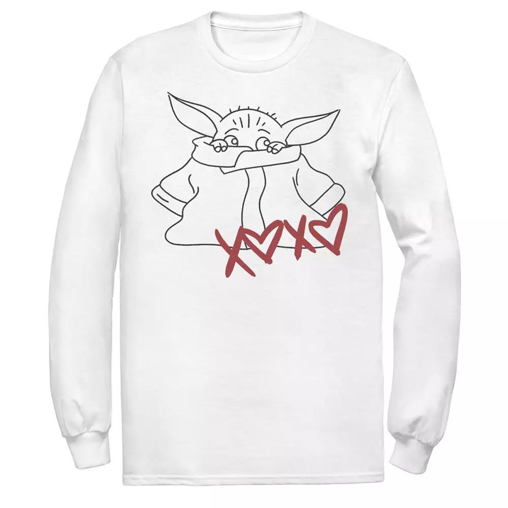 Men's Star Wars The Mandalorian The Child Valentine's Day Outline Tee, Size: Small, White Product Image