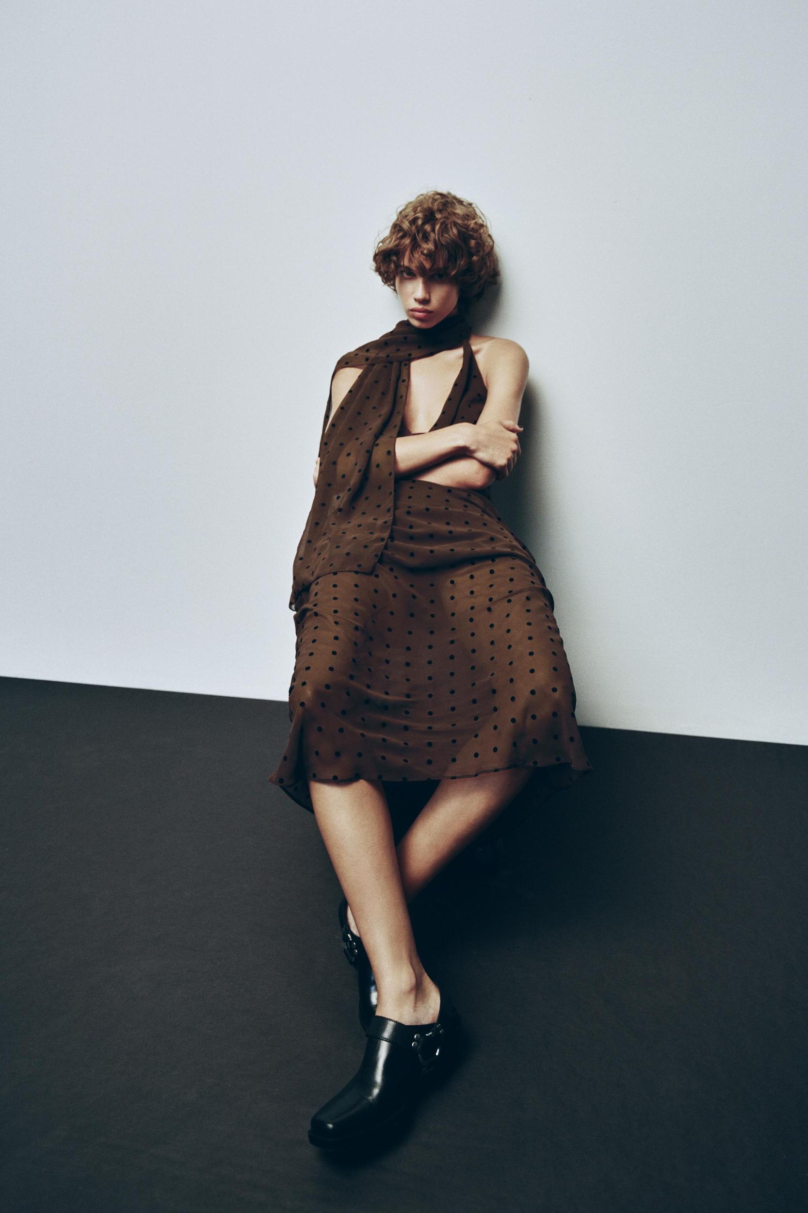 POLKA DOT SCARF MAXI DRESS Product Image