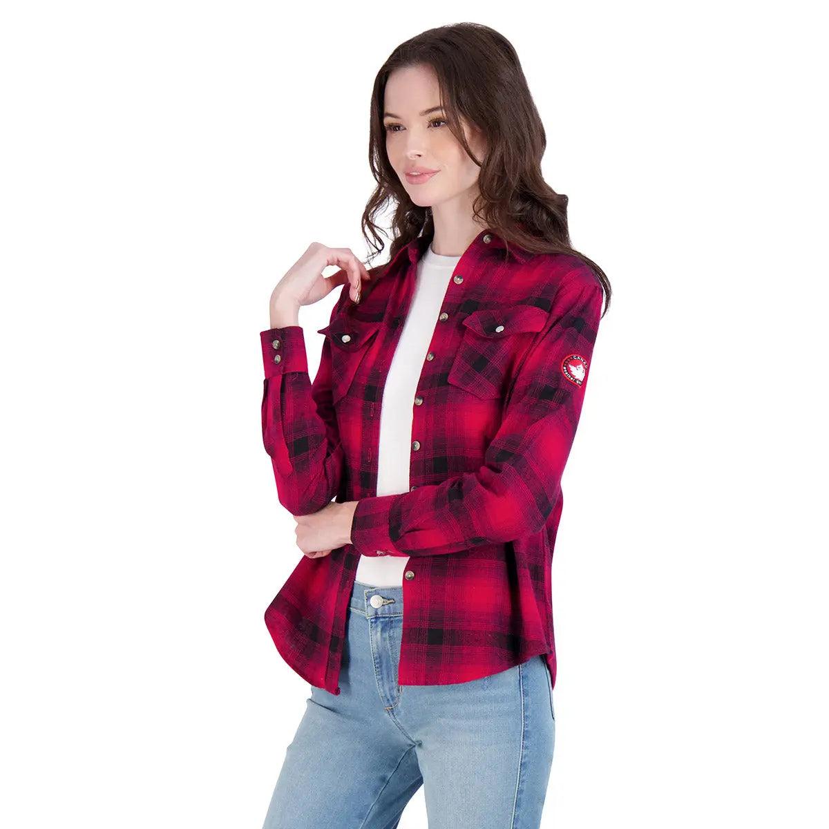 Canada Weather Gear Women's Vintage Plaid Double Pocket Shirt Female Product Image