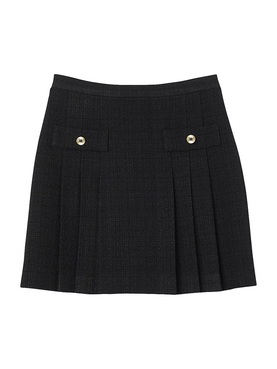 Womens Pleated Tweed Skirt Product Image