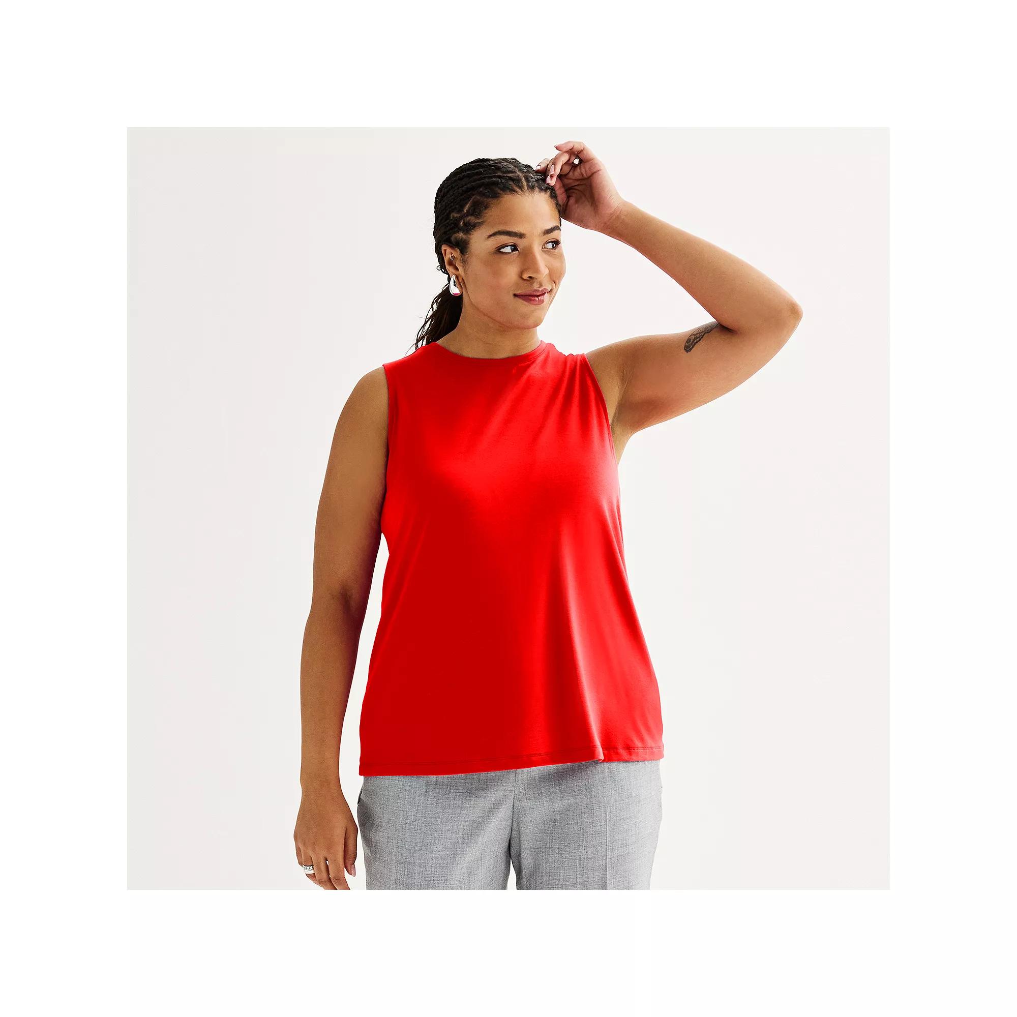 Plus Size Nine West Essential Easy High-Neck Tank, Womens Product Image