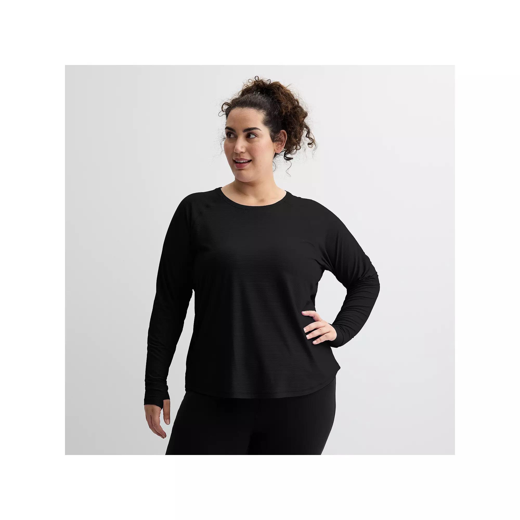 Plus Size Tek Gear® Mesh Long Sleeve T-Shirt, Women's, Size: 1XL, Rugged Green Product Image