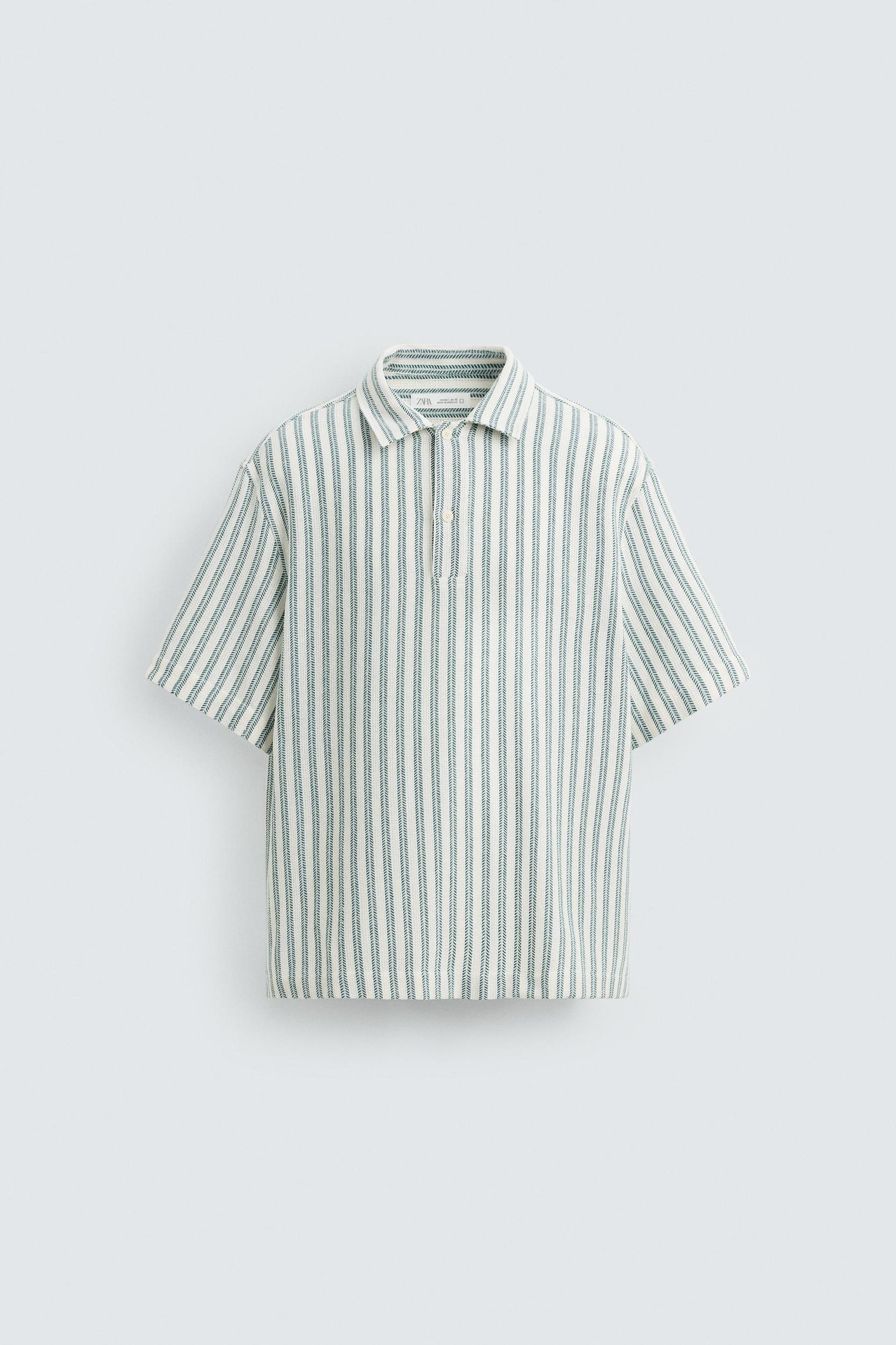 HERRINGBONE TEXTURED POLO SHIRT Product Image
