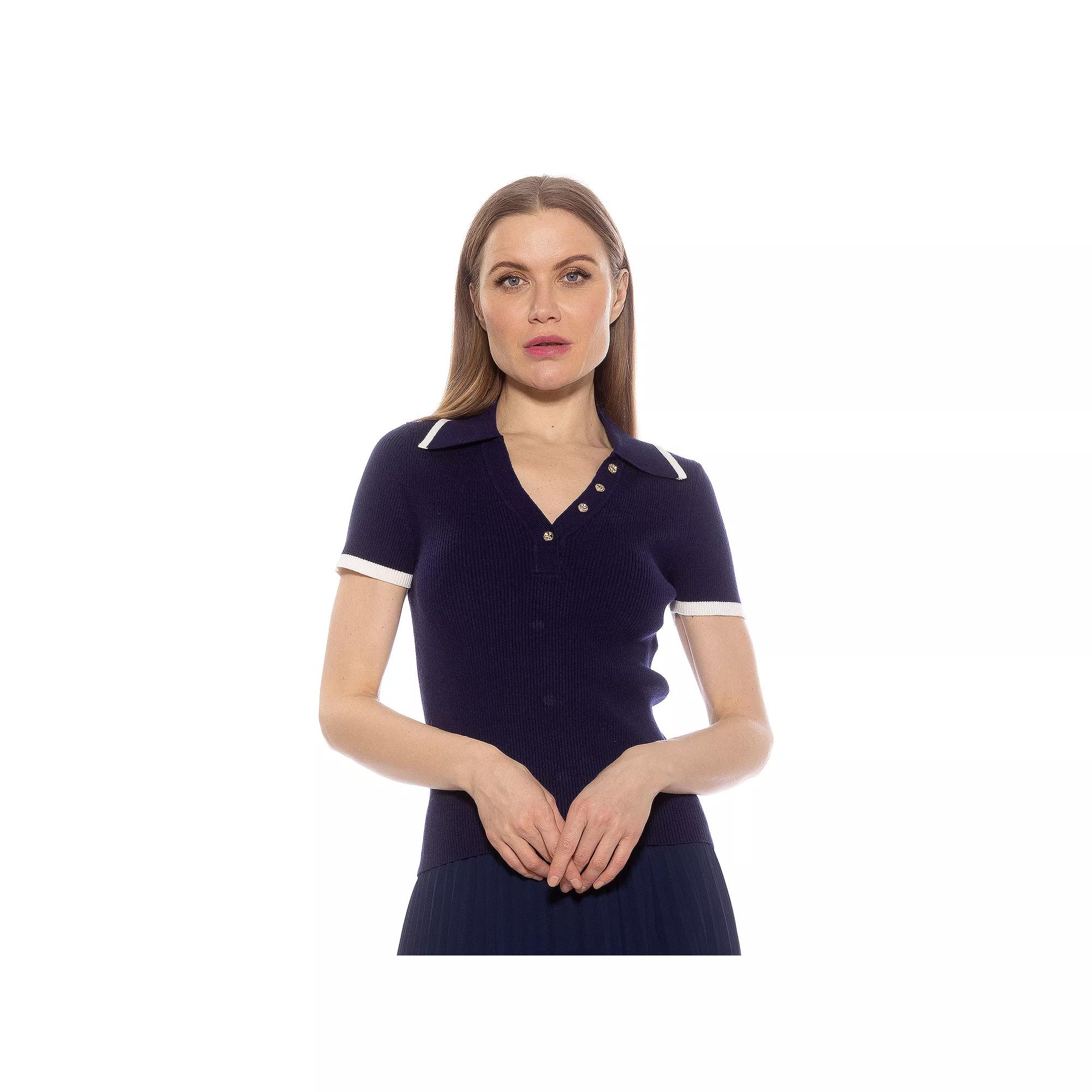 Women's ALEXIA ADMOR Diara Knitted Polo Top,  Product Image