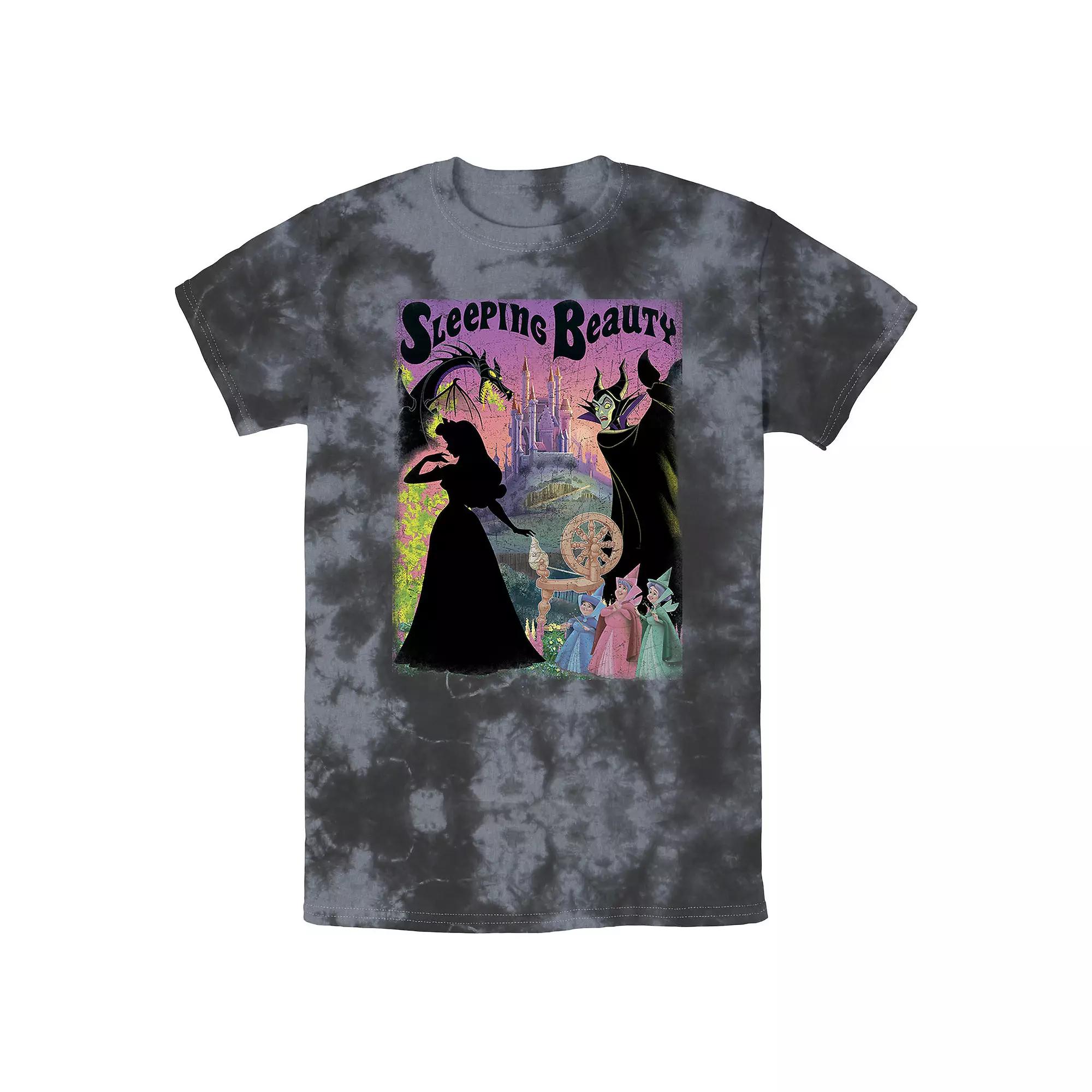Men's Disney Sleeping Beauty Aurora Maleficent Poster Bomabrd Wash Tee, Size: XL, Black Grey Product Image