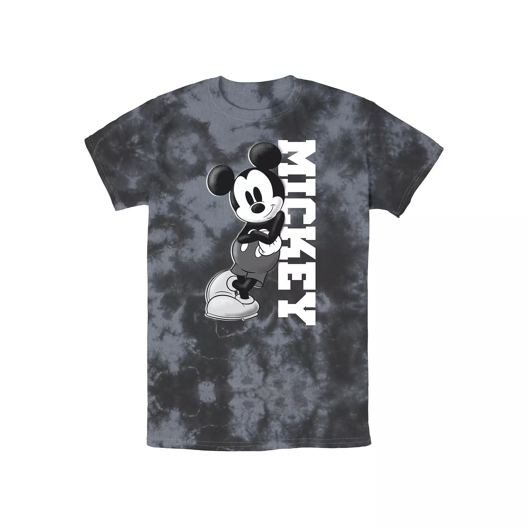 Men's Disney Mickey Mouse Leaning on Name Wash Tee, Size: Large, Black Grey Product Image