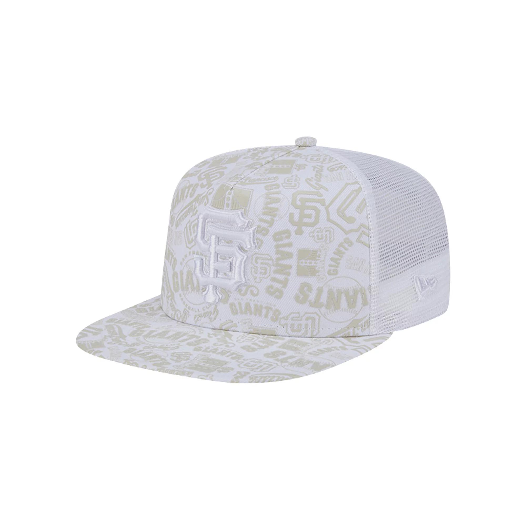 Men's New Era White San Francisco Giants Logo Dunes A-Frame Trucker 9FIFTY Snapback Hat Product Image