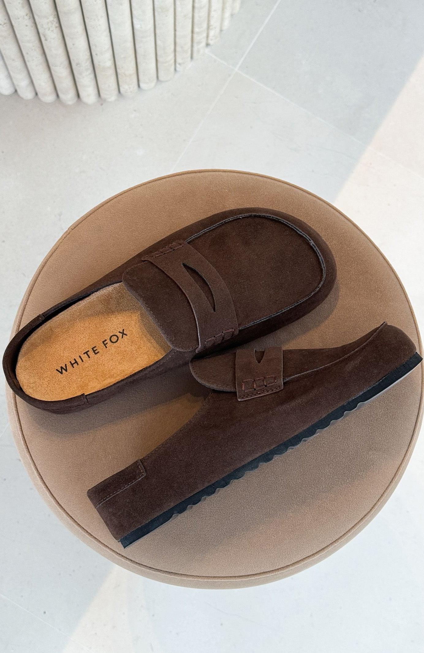Cayson Loafer Slides Chocolate Faux Suede Product Image