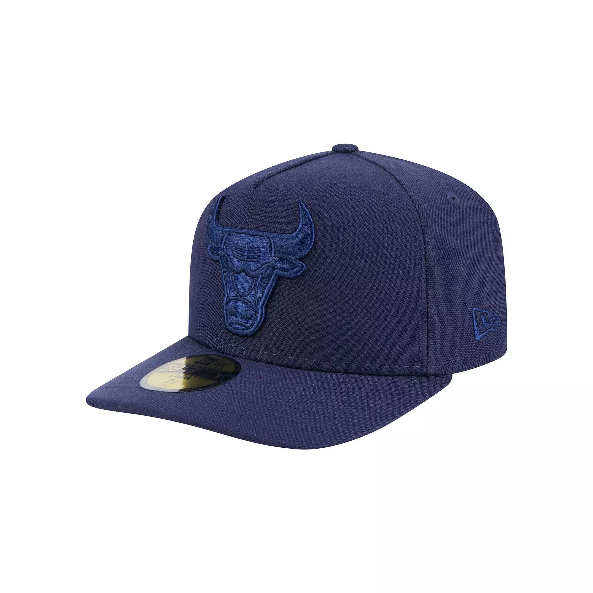 Men's New Era Navy Chicago Bulls Colorpack A-Frame Pinch Front 59FIFTY Fitted Hat,  Product Image