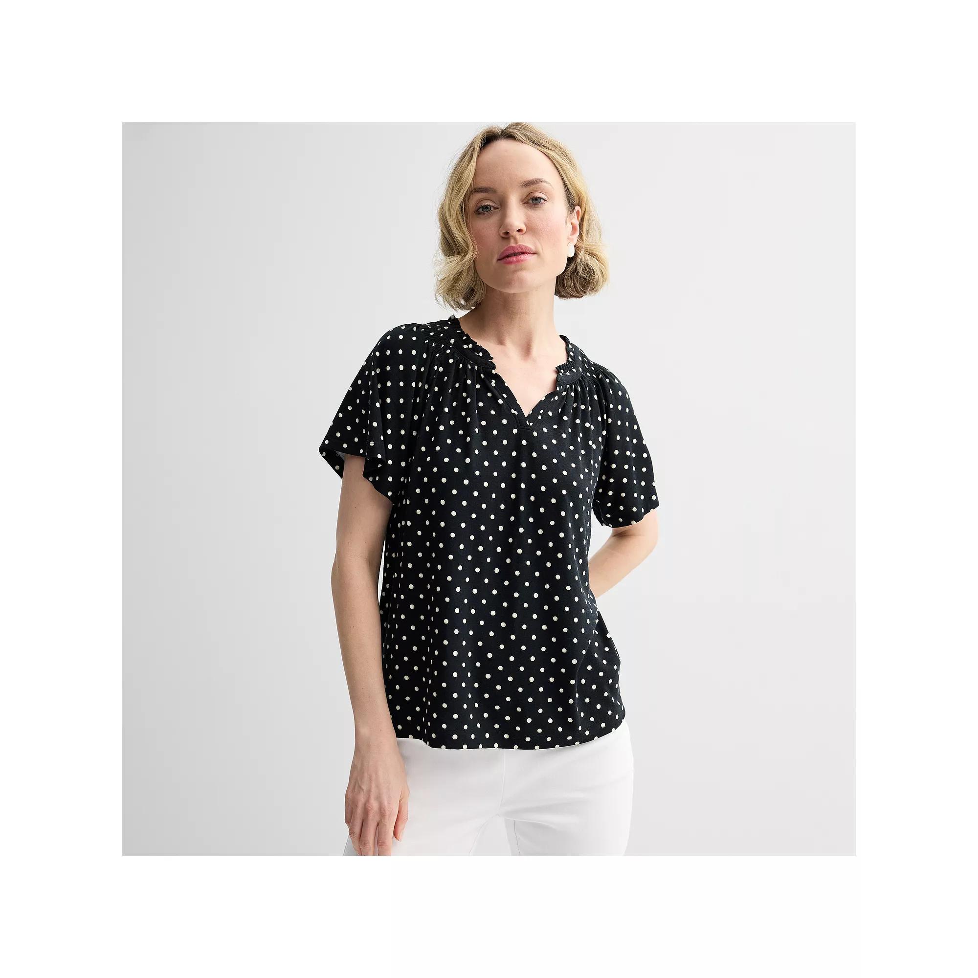 Women's Croft & Barrow® Smocked Raglan Top,  Product Image