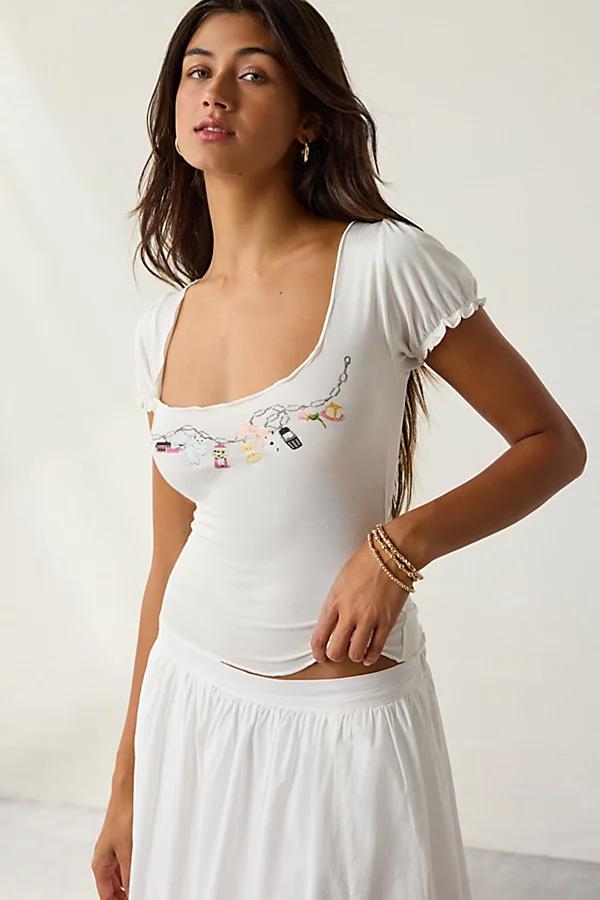 Kimchi Blue Laina Coquette Charm Graphic Scoop Neck Puff Sleeve Tee Womens at Urban Outfitters Product Image