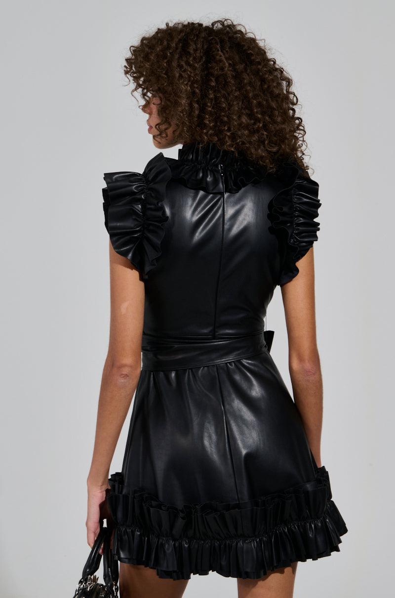 PURE BLISS PU RUFFLE MINI DRESS Product Image