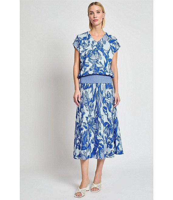 MISOOK Floral Jacquard Knit A-Line Midi Skirt Product Image