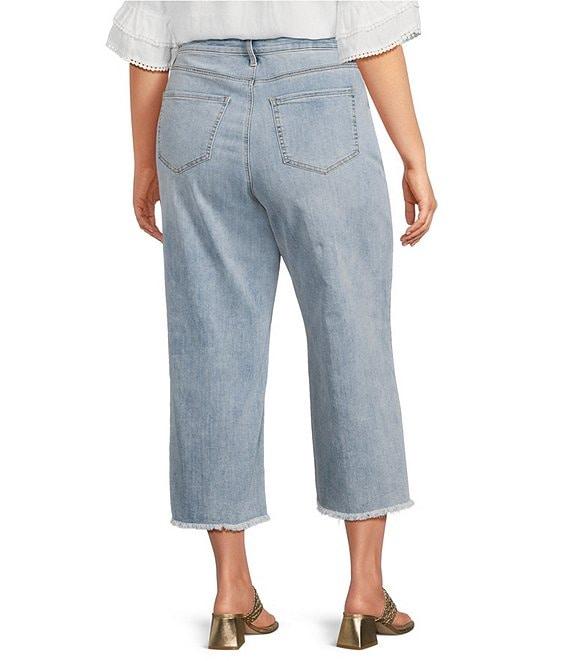 NYDJ Plus Size Coco Stretch Denim Wide Leg Frayed Hem Cropped Jeans Product Image