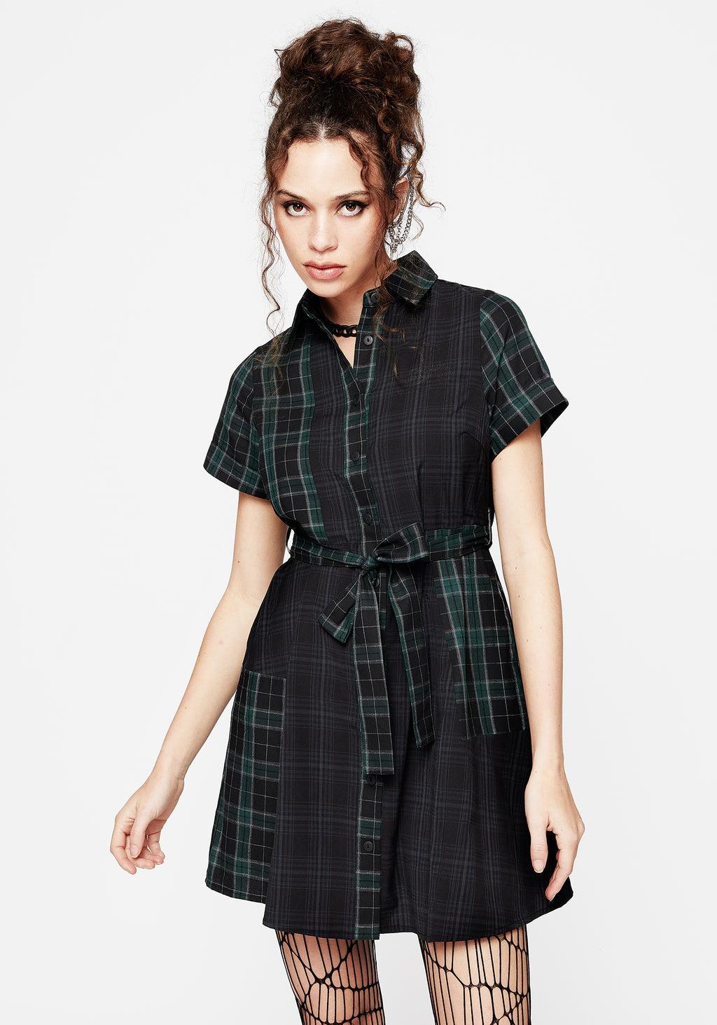 Analogue Check Cotton Mini Shirt Dress Product Image
