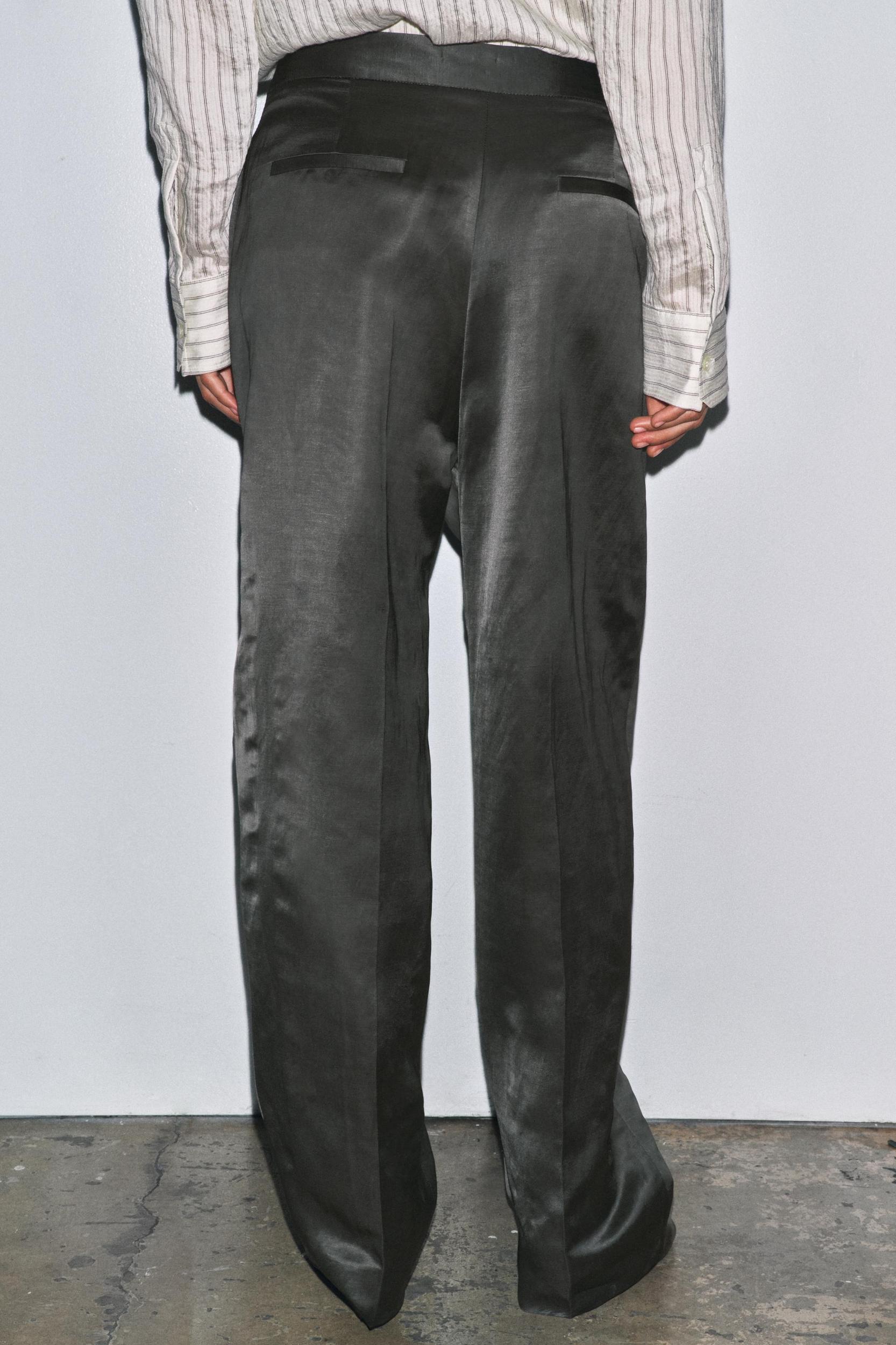 SATIN LINEN PANTS ZW COLLECTION Product Image