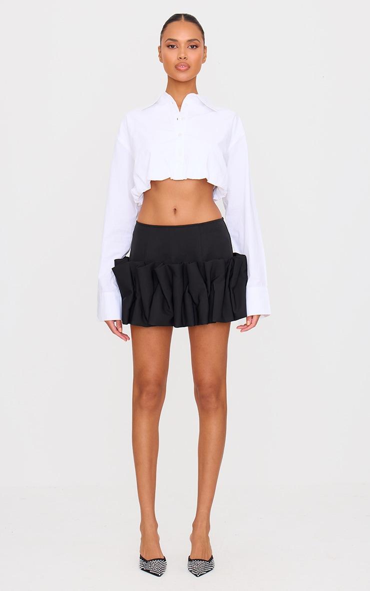  Black Woven Puffball Hem Mini Skirt Product Image
