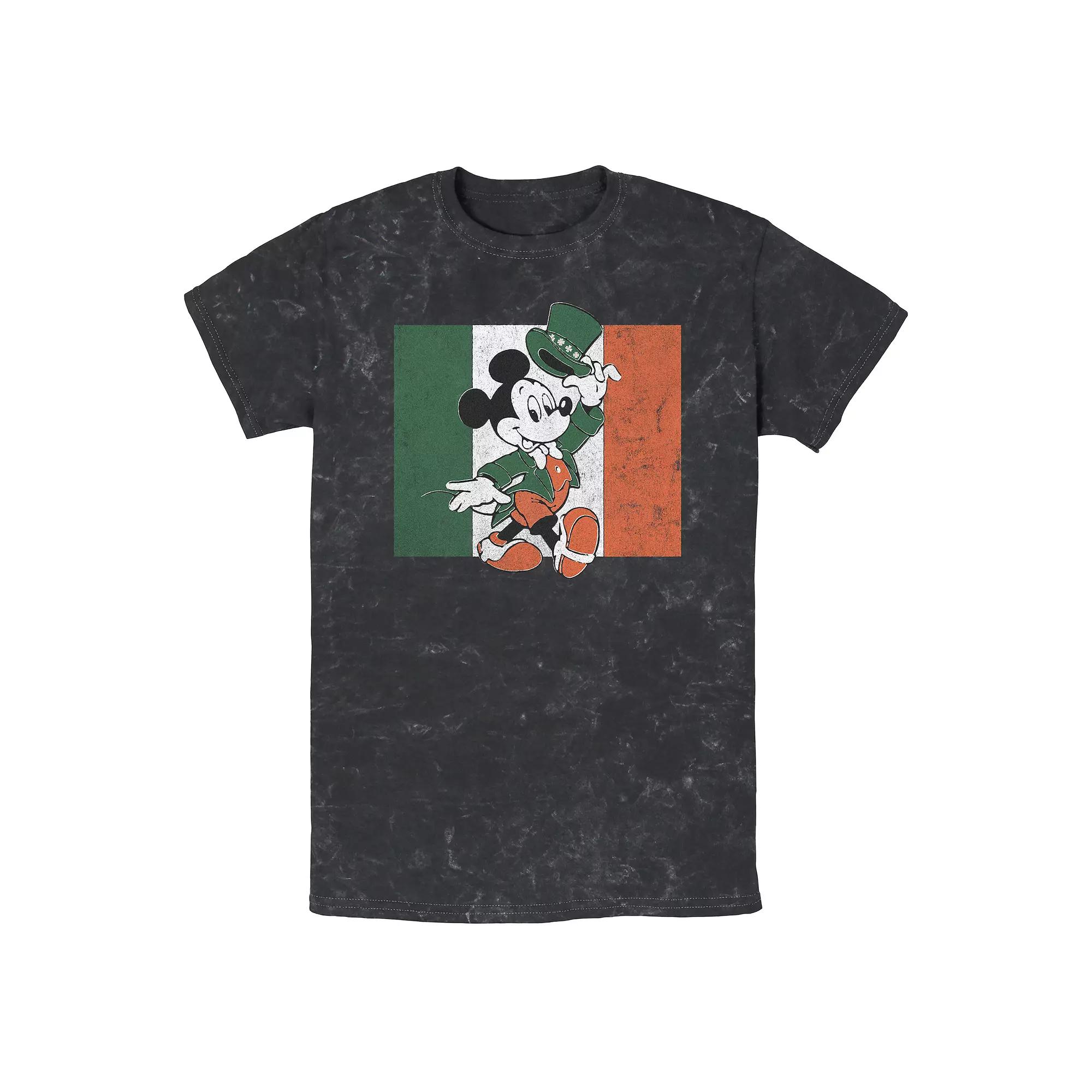 Disney's Mickey Mouse Irish Flag Mineral Wash Men's Graphic Tee,  Product Image
