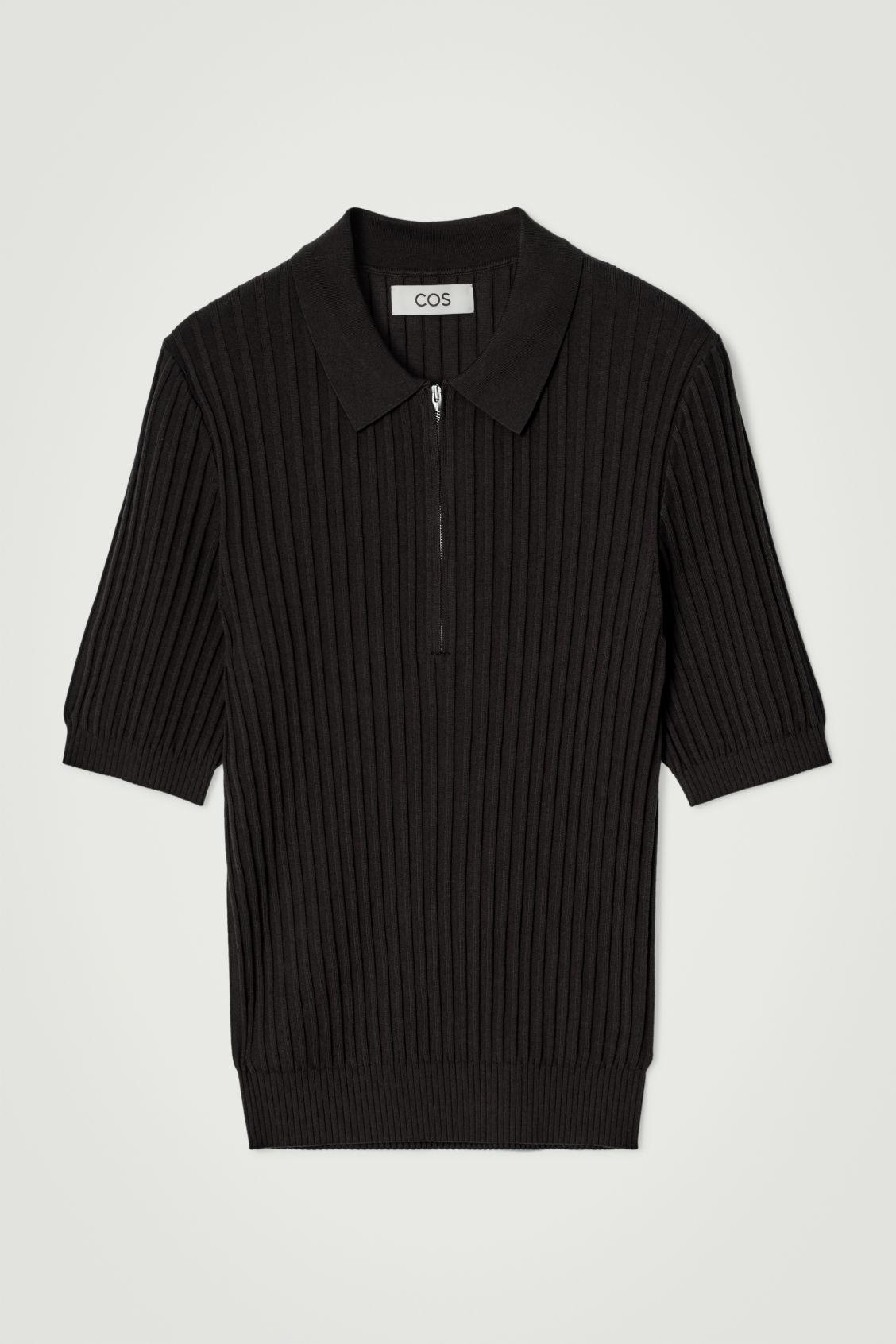 SILK-COTTON ZIP-UP POLO SHIRT Product Image