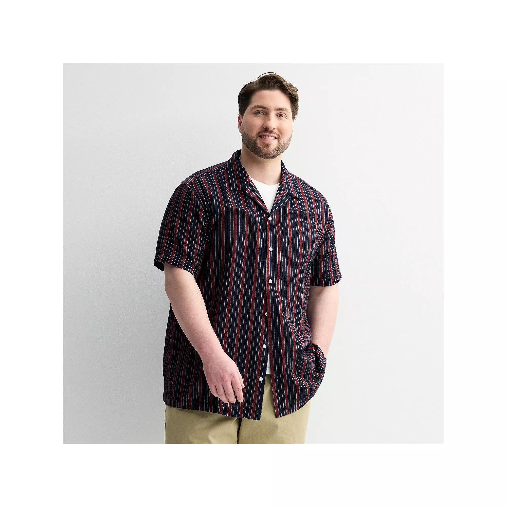Big & Tall Sonoma Goods For Life® Short Sleeve Vacation Button-Down Shirt, Men's, Size: XL Tall, Blue Red Stripe Product Image