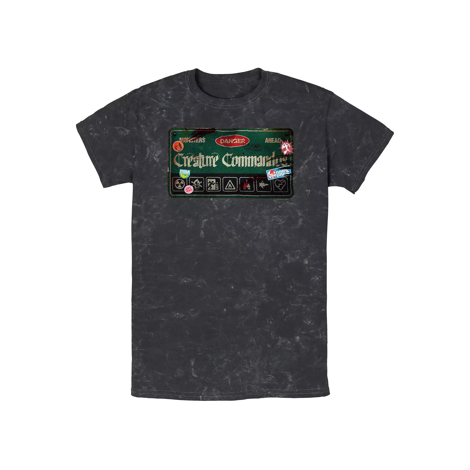 Men's Creature Commandos Danger Sign Mineral Wash Graphic Tee,  Product Image