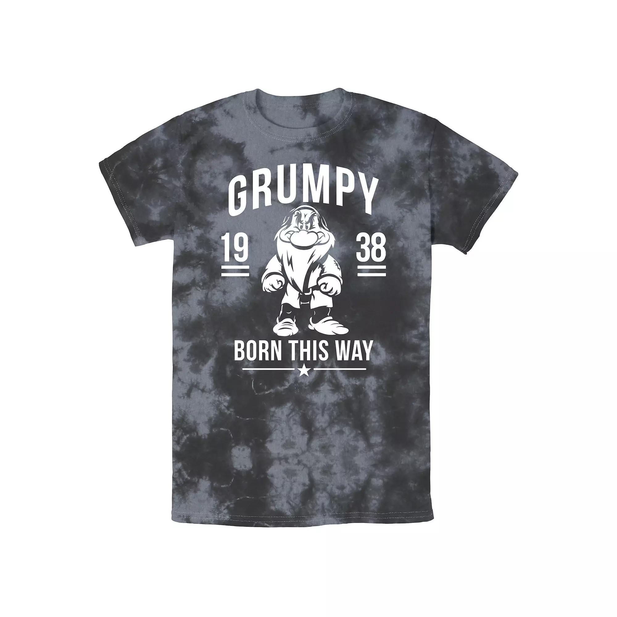 Men's Disney Snow White Grumpy Born This Way 1938 Bomabrd Wash Tee, Size: Large, Black Grey Product Image