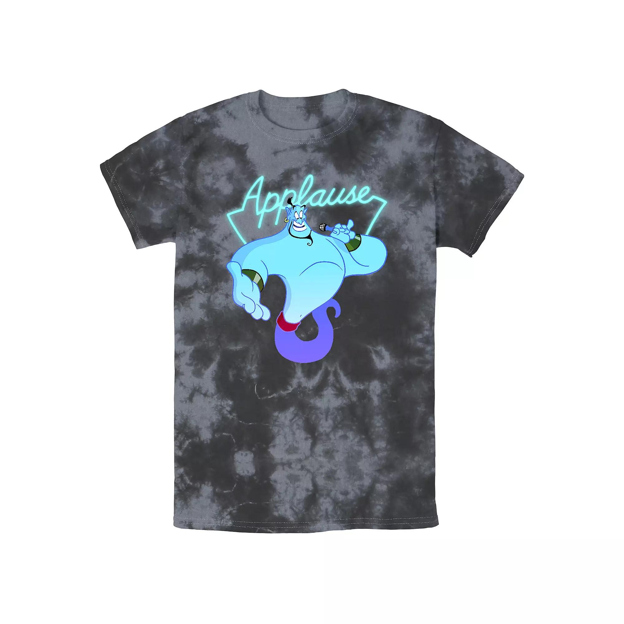 Men's Disney Aladdin Genie Applause Neon Sign Portrait Bomabrd Wash Tee,  Product Image